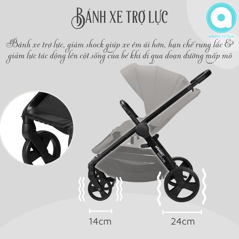 XE ĐẨY TRỢ LỰC CAO CẤP APRAMO EXXPLORE STROLLER BẢN QUỐC TẾ FULLBOX