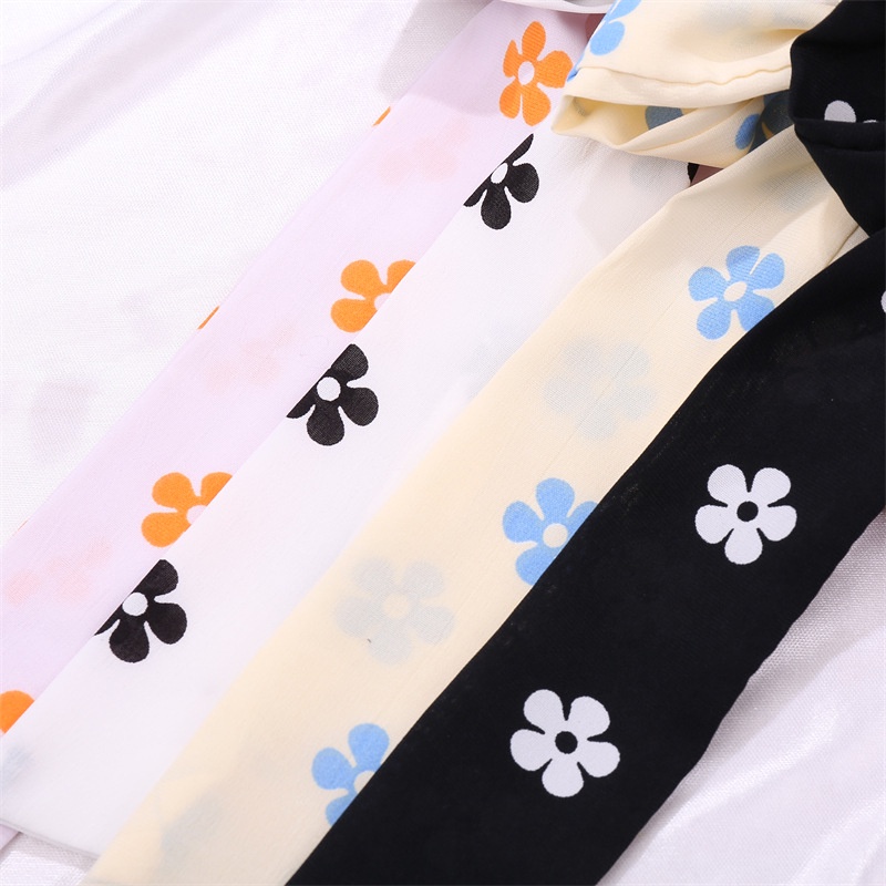 Dây Buộc Tóc Ruy Băng Thắt Nơ In Họa Tiết Hoa Xinh Xắn Thời Trang Cho Nữ