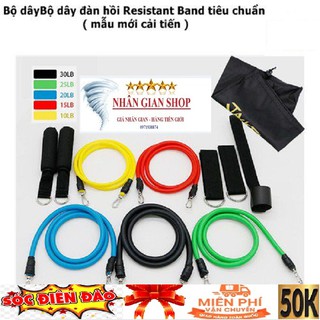 bộ 5 dây tập gym đa năng, dây ngũ sắc dụng cụ tập thể hình tại nhà beauty body hàng loại 1