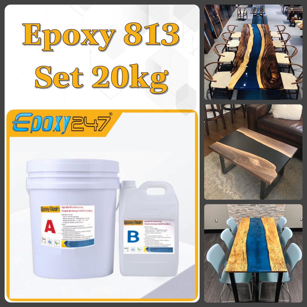 [Epoxy Resin] bộ 20 kilogram Epoxy trong suốt, keo Epoxy813