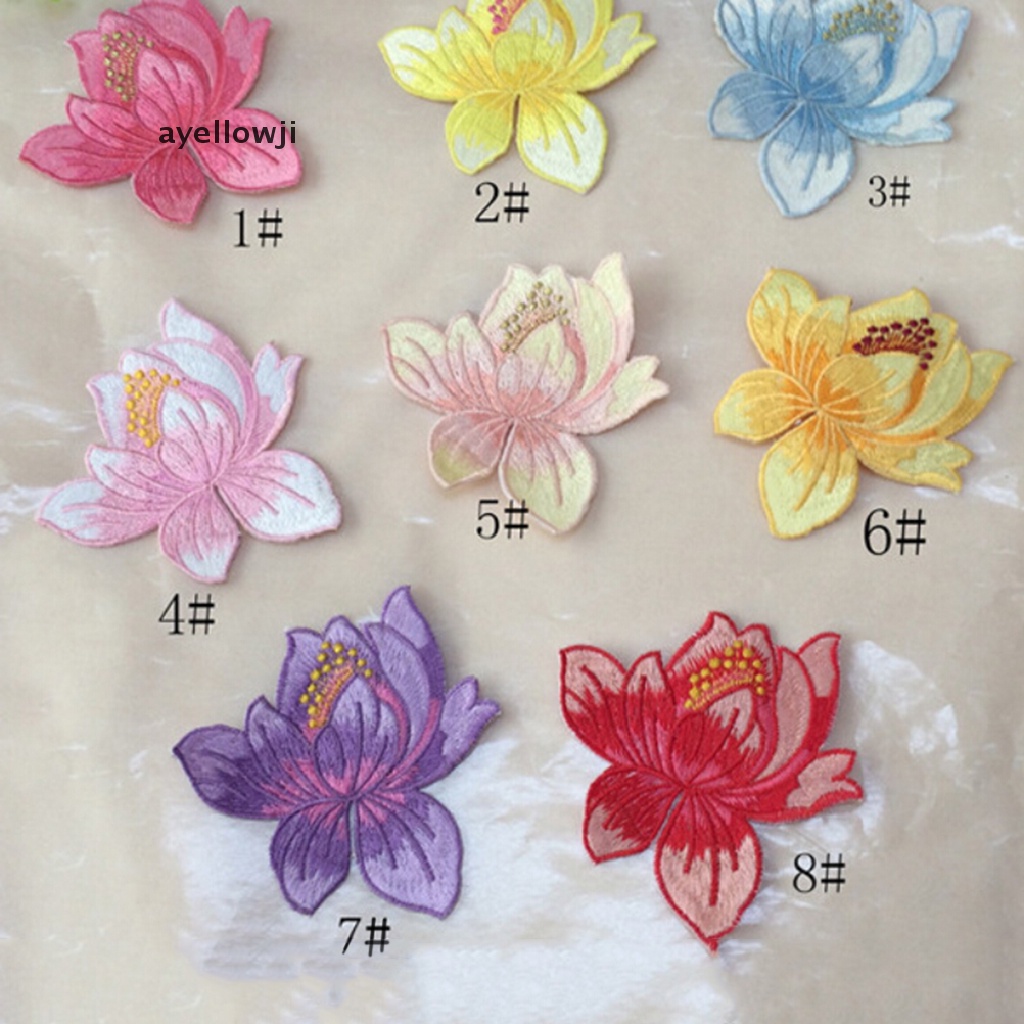 Miếng dán ủi trang trí đồ thời trang hình hoa sen xinh xắn DIY