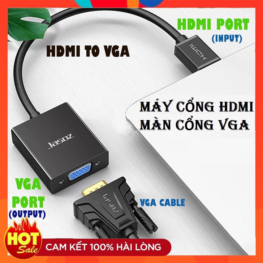 Cáp chuyển đổi HDMI sang VGA kèm dây audio 3.5-Bộ đầu chuyển cổng HDMI ra VGA giắc HDMI to VGA,dây máy chiếu