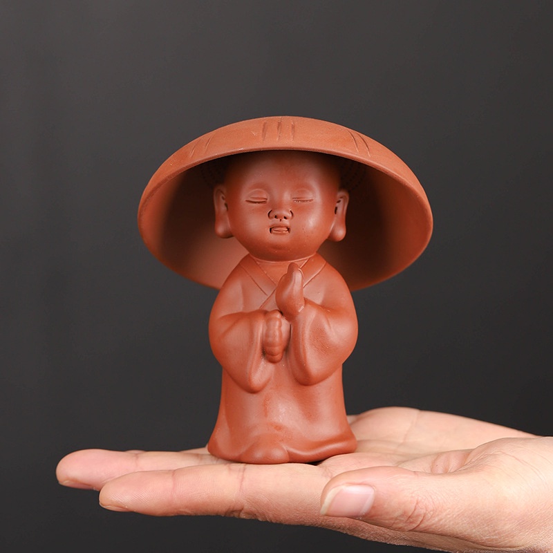 Bộ Lọc Trà, Lược Trà Bằng Gốm Hình Chú Tiểu Dùng Pha Trà