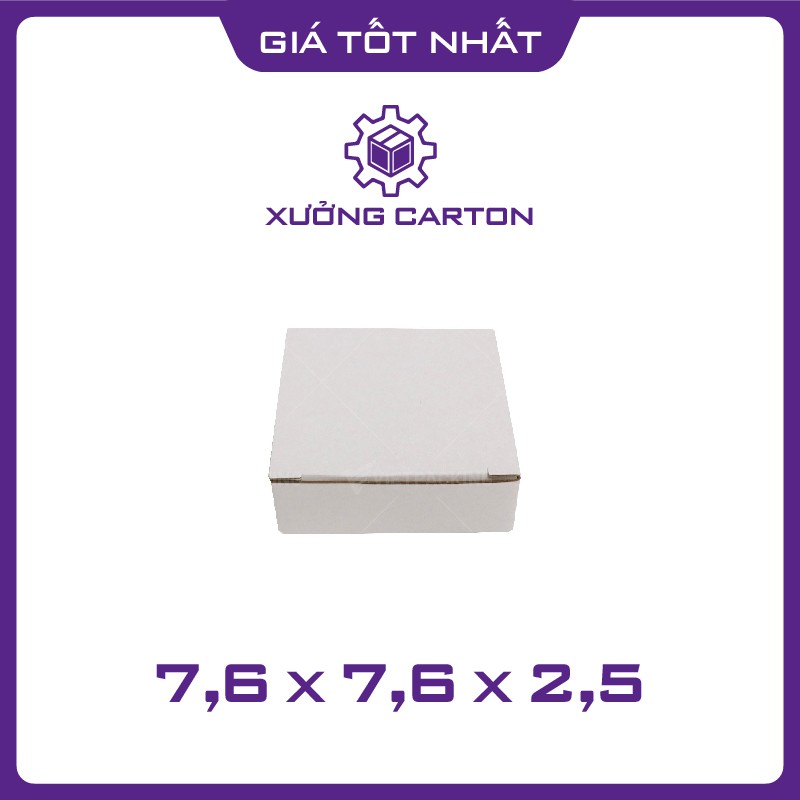 7,6x7,6x2,5 - 50 hộp carton giấy đóng gói hàng nhỏ màu trắng