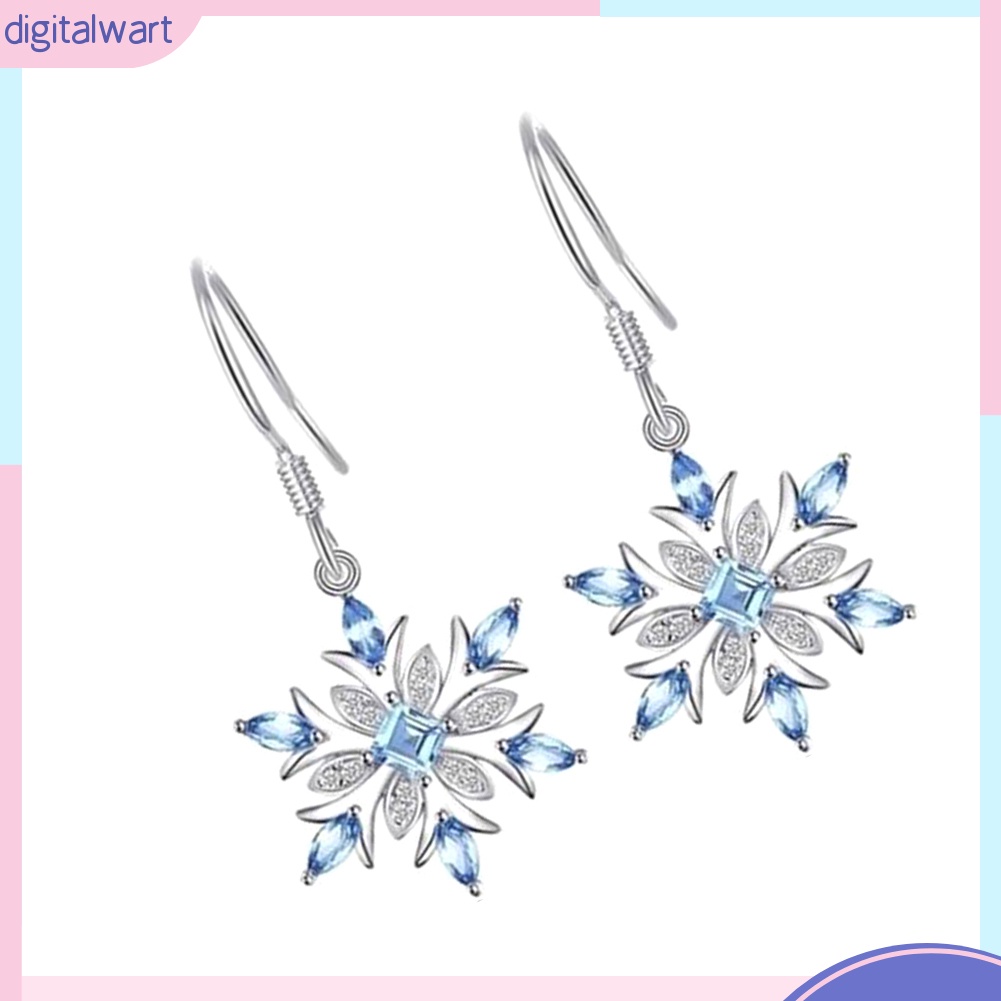 Đôi Bông Tai Dáng Dài Hình Hoa Tuyết Đính Đá Thời Trang Cho Nữ