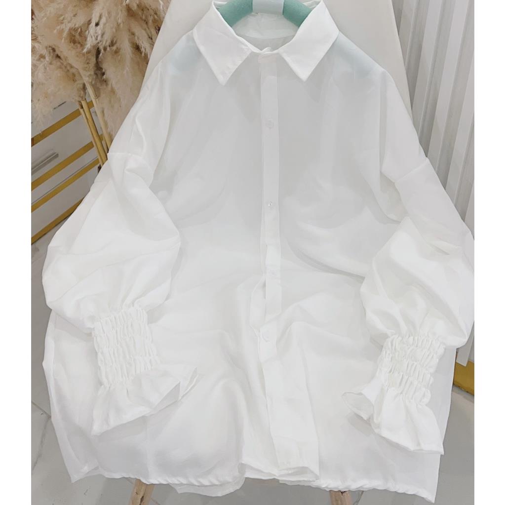 Áo Sơ Mi  Nữ  Form Rộng Hàn Quốc Bo Tay Bèo Dày Mịn Thoáng Mát Thiết Kế Thời Trang Kiểu Dáng Năng Động Trẻ Trung