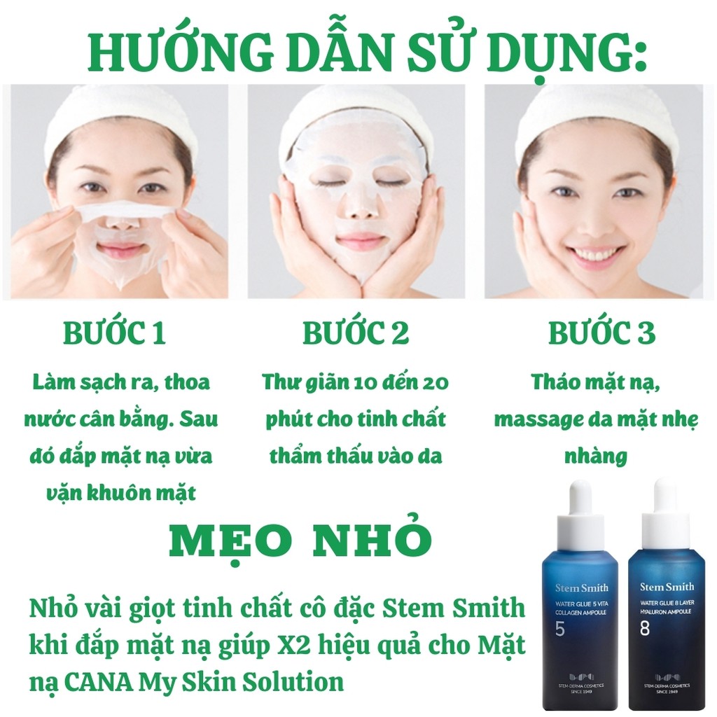 Mặt nạ dưỡng trắng cấp ẩm dịu da Hàn Quốc Cana My Skin Solution da dầu mụn da khô da hỗn hợp lão hoá, nhạy cảm 25g