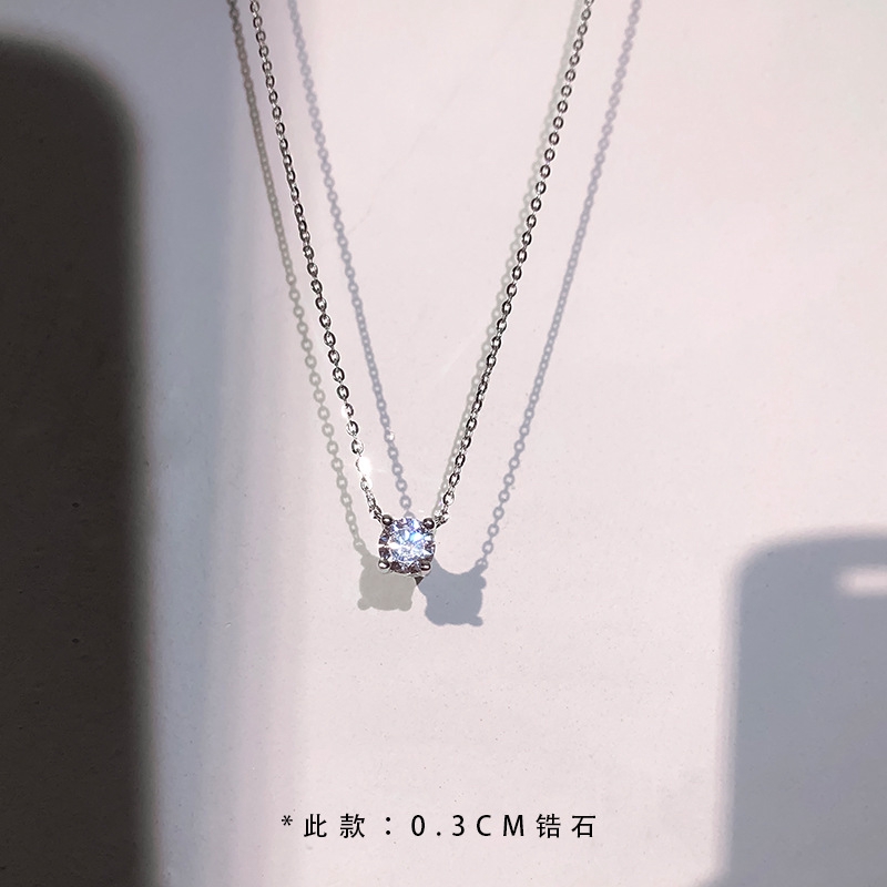 Vòng cổ mạ bạc 925 đính kim cương sang trọng thanh lịch cho nữ