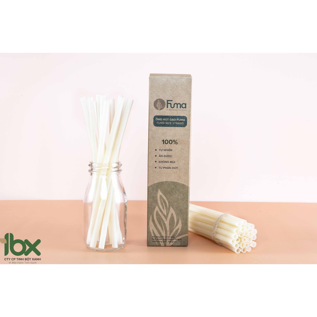 Ống hút gạo Fuma | Size Sinh Tố dài 8mm x 20cm | Túi 1Kg ~ 180 ống