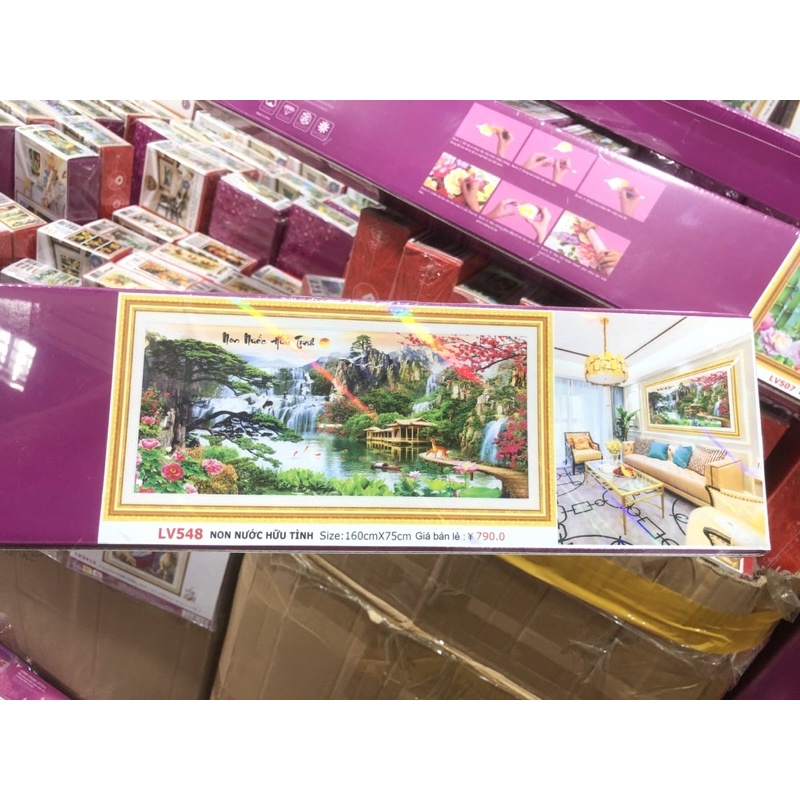 Tranh Đính Đá-Tranh Thêu Phong Cảnh Non Nước Hữu Tình Y8300,Lv548,Lv547,Lv3411,Lv3412
