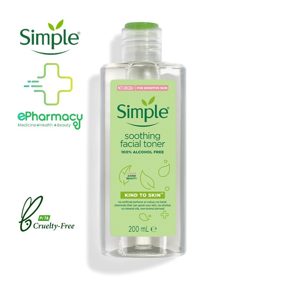 Simple Toner Kind to Skin Soothing Facial - Nước hoa hồng Simple Toner cho da nhạy cảm 200ml