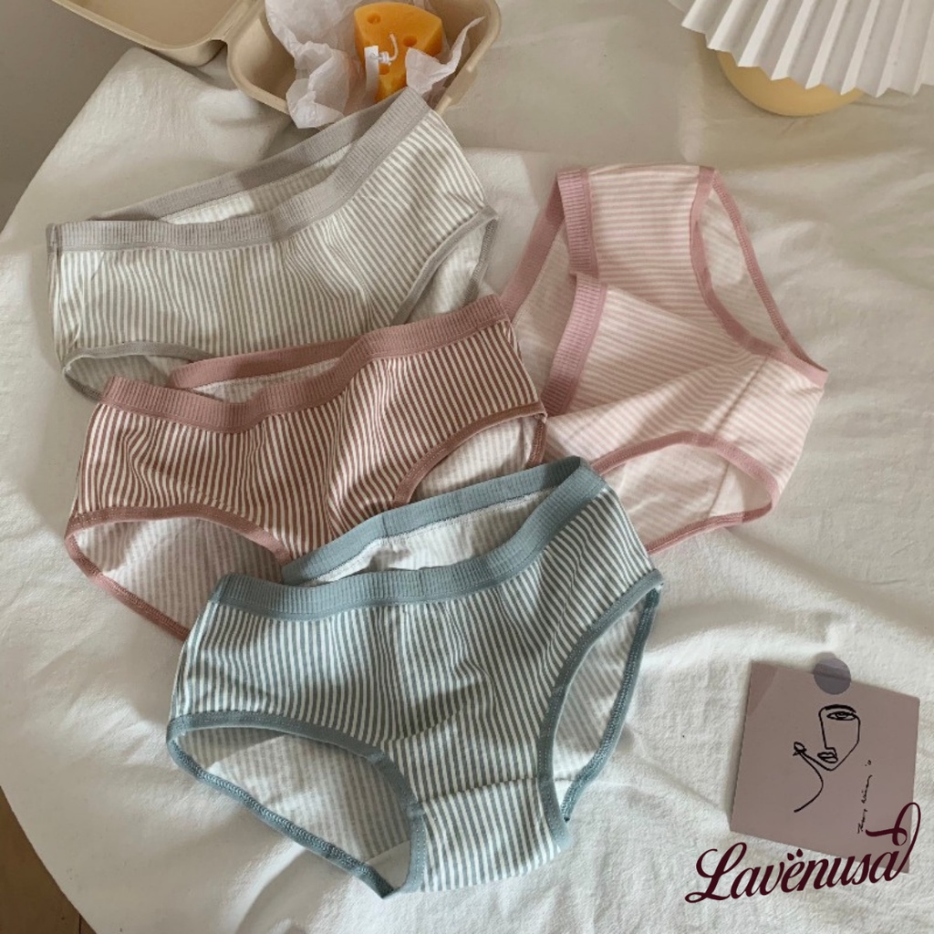 Quần lót nữ kháng khuẩn Cotton kẻ sọc thoáng khí cao cấp LAVENUSA QL34