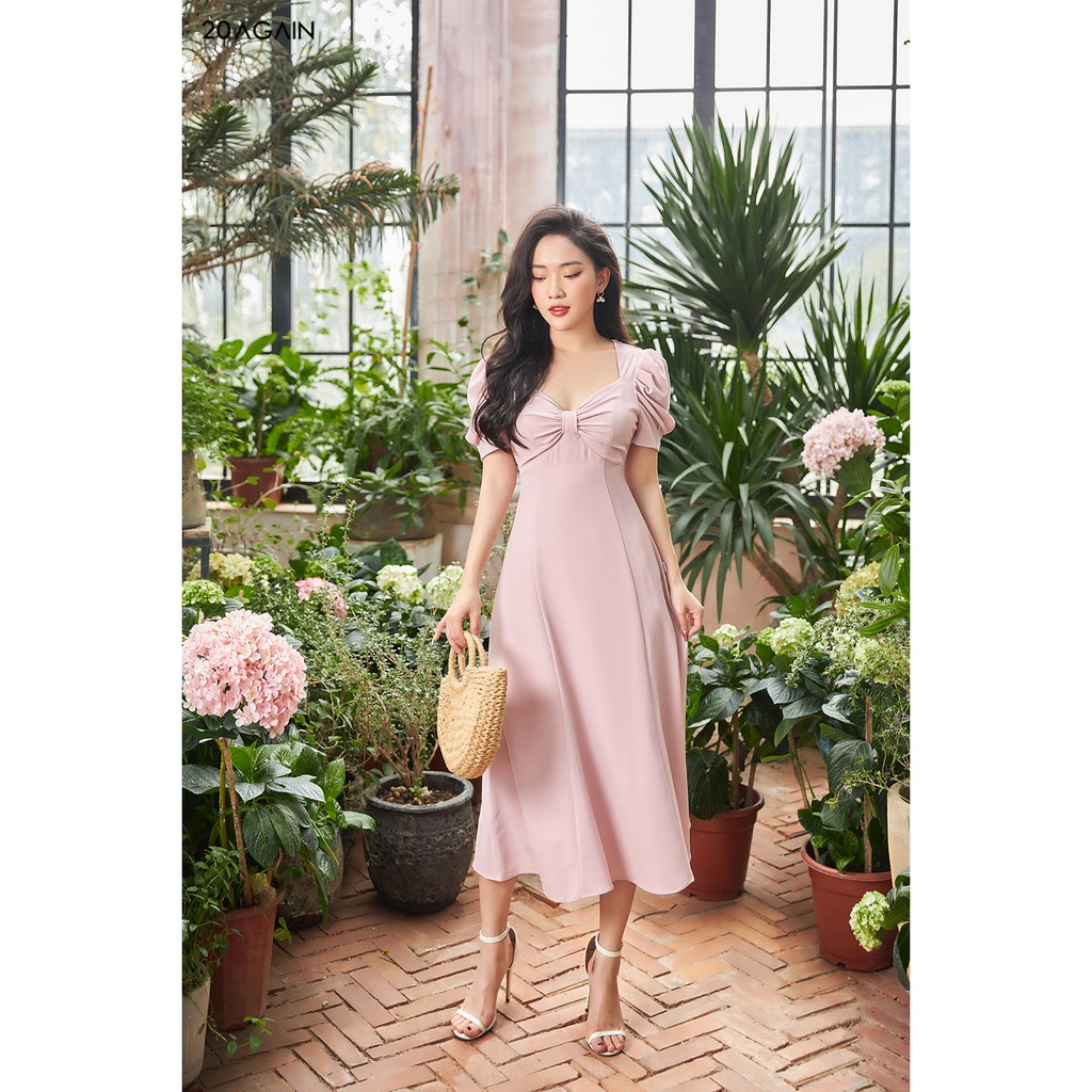 Đầm Xòe tay bồng nơ ngực 20Again DDA1261 | BigBuy360 - bigbuy360.vn