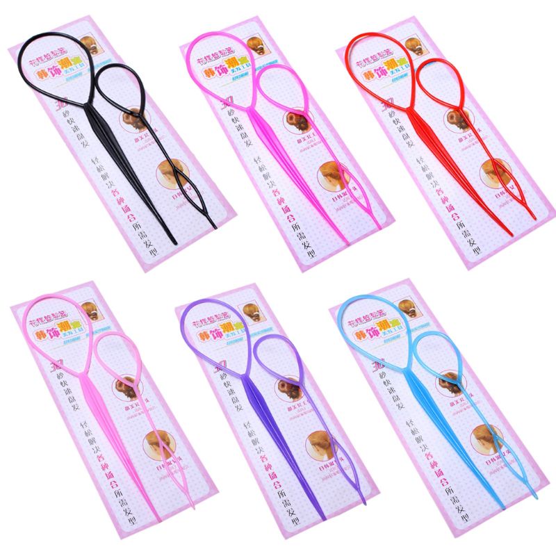 [Hàng mới về] Set 2 dụng cụ tạo kiểu tóc đuôi ngựa độc đáo với 6 màu sắc tùy chọn cho nữ