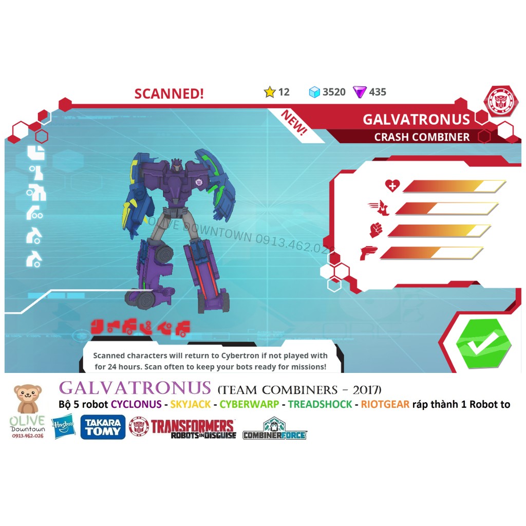 Set 5in1 💎 Bộ 5 robot ráp thành 1 robot lớn GALVATRONUS cao 20cm - Transformers Combiner Wars