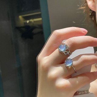 Nhẫn Bạc Đính Đá Opal Đơn Giản Cho Nữ