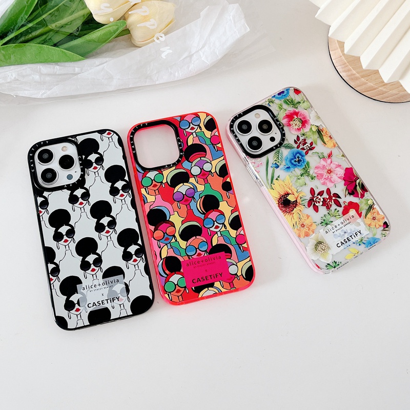 Casetify Ốp Điện Thoại silicone Mềm In Hình alice + olivia Cầu Vồng Cho iphone 15 11 12 13 14 plus pro max