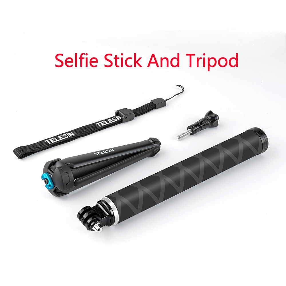 TELESIN-Palo de Selfie ligero de fibra de carbono, 90cm, aleación de aluminio, trípode para GoPro Hero 9 5 6 7 8 para DJI Osmo Action Camera Ac