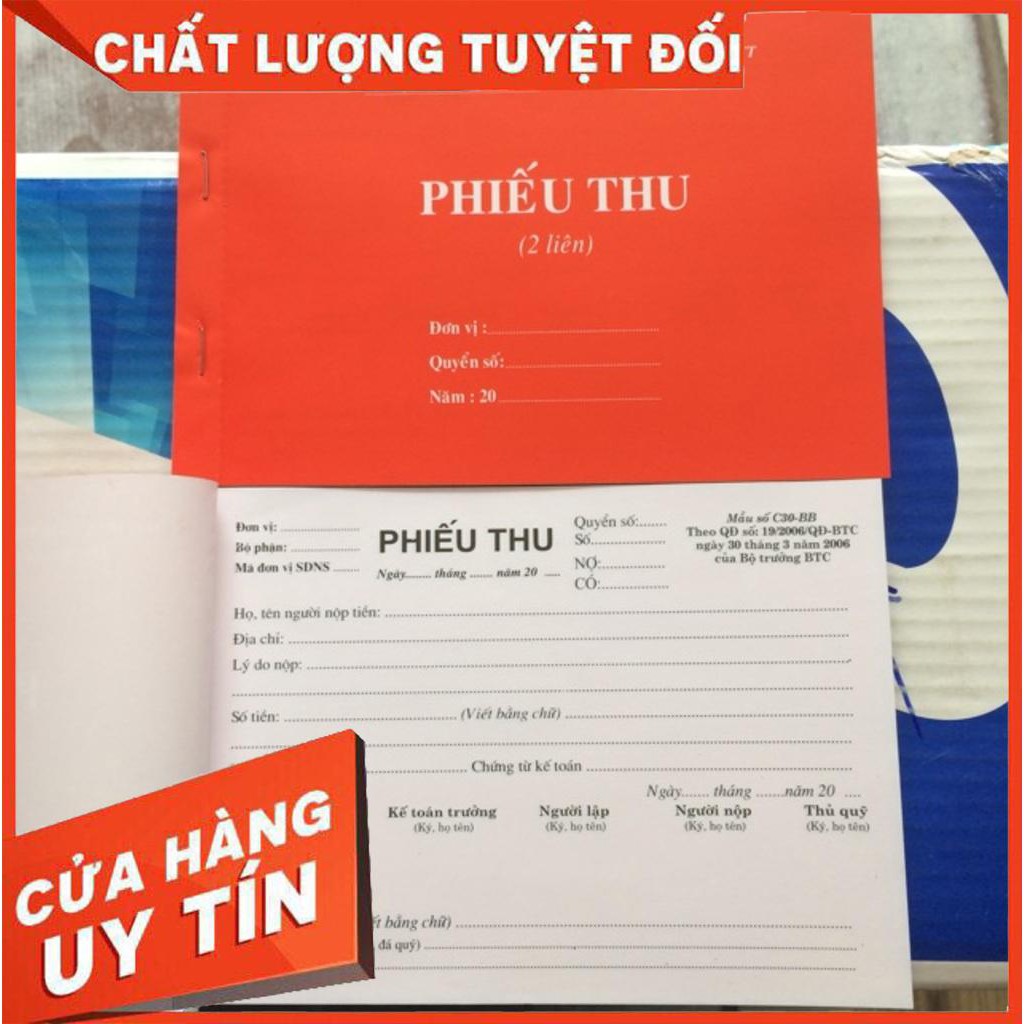 Phiếu thu 2 liên, 3 liên