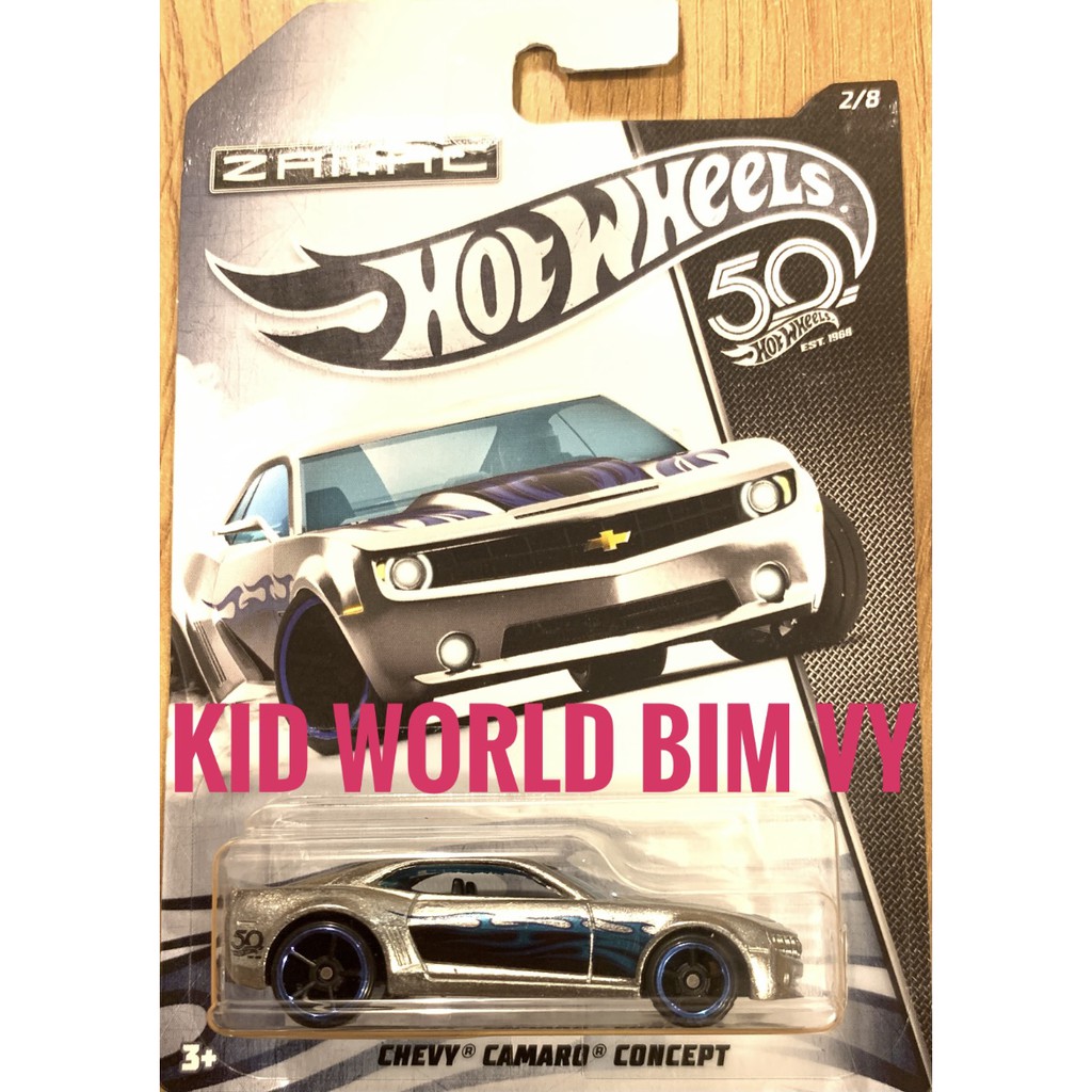 Xe mô hình Hot Wheels 50th Anniversary Zamac Flames Series 2018 Chevy Camaro Concept FRN25.