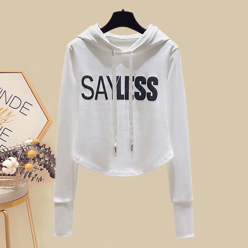 Set đồ thể thao gồm quần legging + áo sweater in chữ phong cách thời trang mùa thu 2022 mới