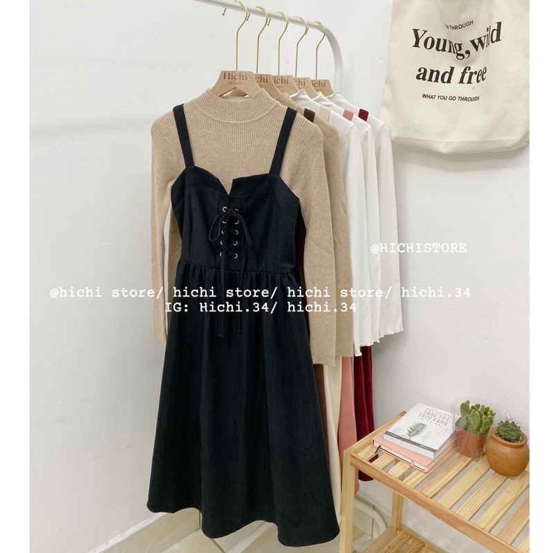váy yếm mùa đông ẢNH THẬT VIDEO đan dây ngực hichi | BigBuy360 - bigbuy360.vn