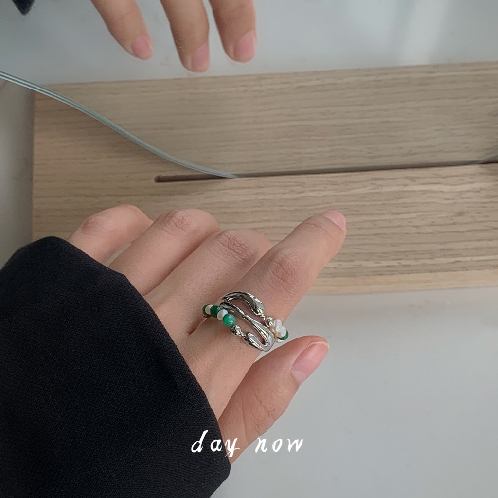 Nhẫn Hở Nhiều Lớp Đính Ngọc Trai Đơn Giản Thời Trang Phong Cách Hàn Quốc Cho Nữ