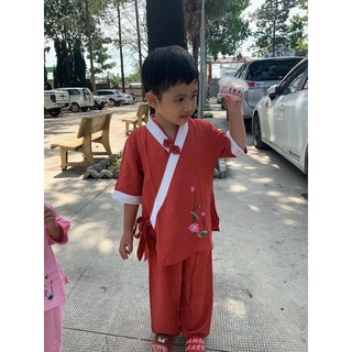 Đồ Lam Đi Chùa Cho Bé # Xéo Nơ Lụa Mát