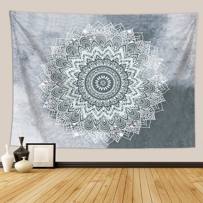Tranh vải treo tường hoa Mandala xanh xám độc lạ