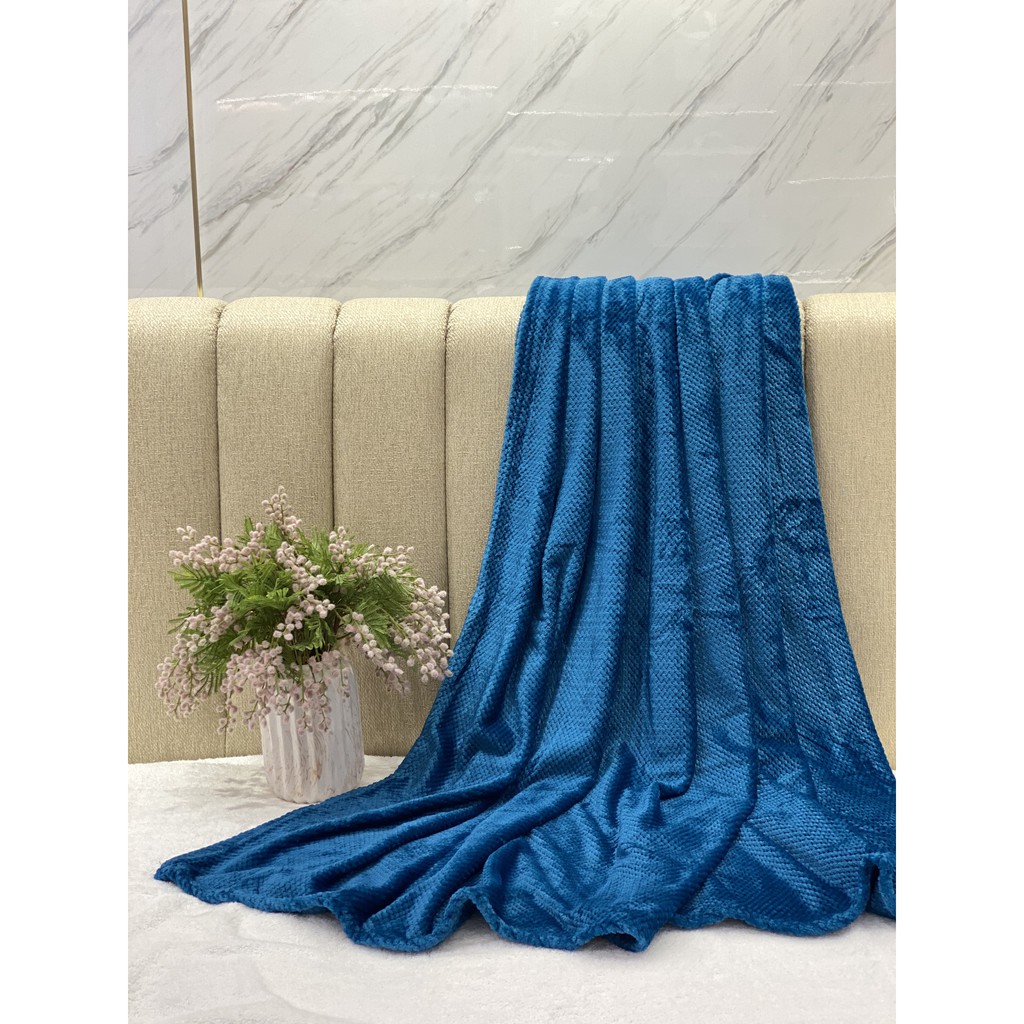 Mền san hô NIN siêu mềm mịn, thoáng khí 100% Microfiber màu xanh biển đậm kích thước 180x200cm - Oceanside