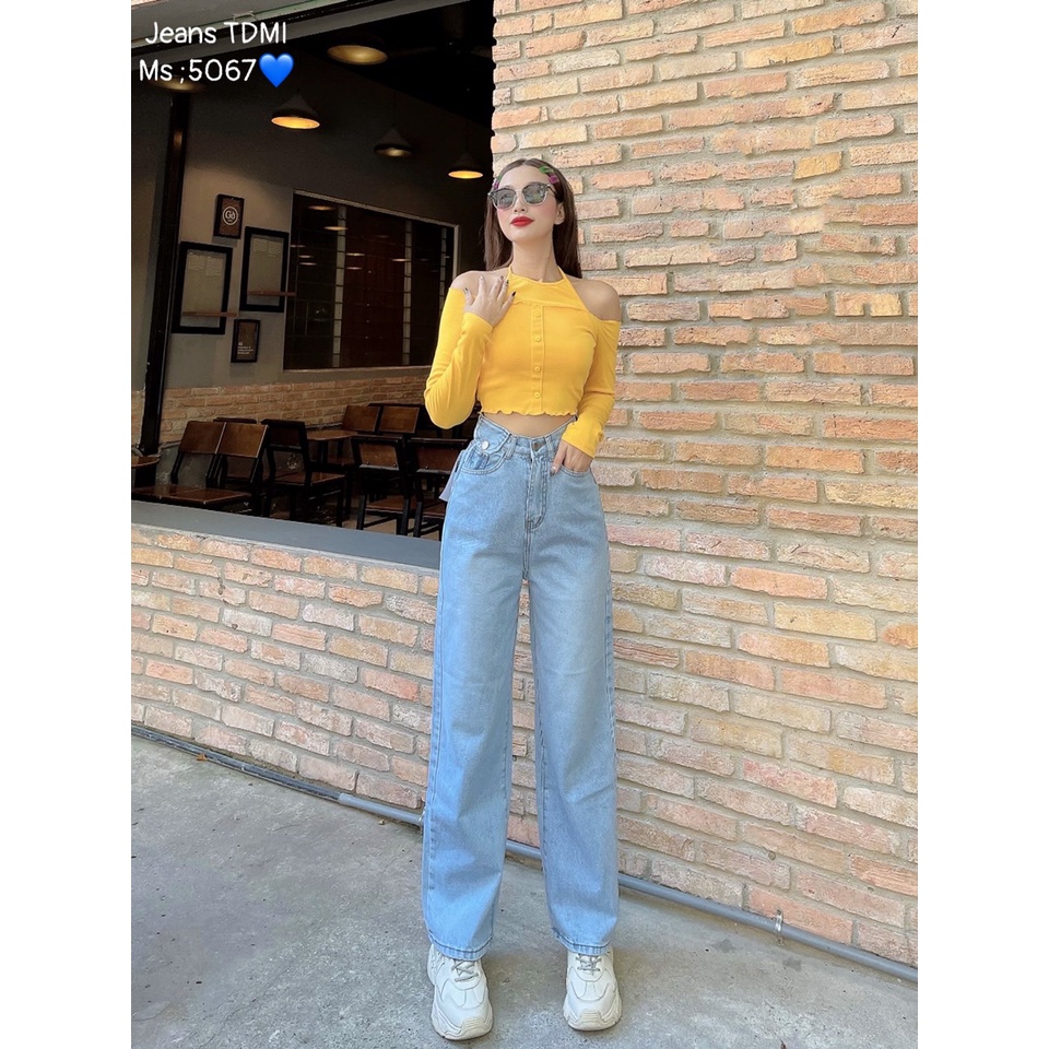 [ PHÂN TRẦN ] QUẦN JEANS ỐNG RỘNG NỮ LƯNG CAO TÚI NẮP LƯNG MÀU XANH ĐẬM FORM DÀI RỘNG CAO CẤP HADI SIÊU PHONG CÁCH