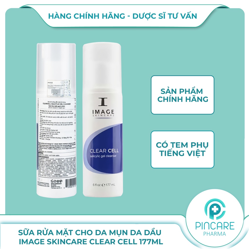 Sữa rửa mặt cho da dầu mụn Image Skincare Clear Cell Salicylic Gel Cleanser 177ml - Hàng chính hãng - Nhà thuốc PinCare
