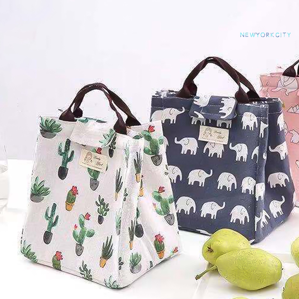 Túi Đựng Cơm Trưa Xách Tay In Họa Tiết Hoạt Hình Dễ Thương Có Thể Gấp Gọn Tiện Dụng