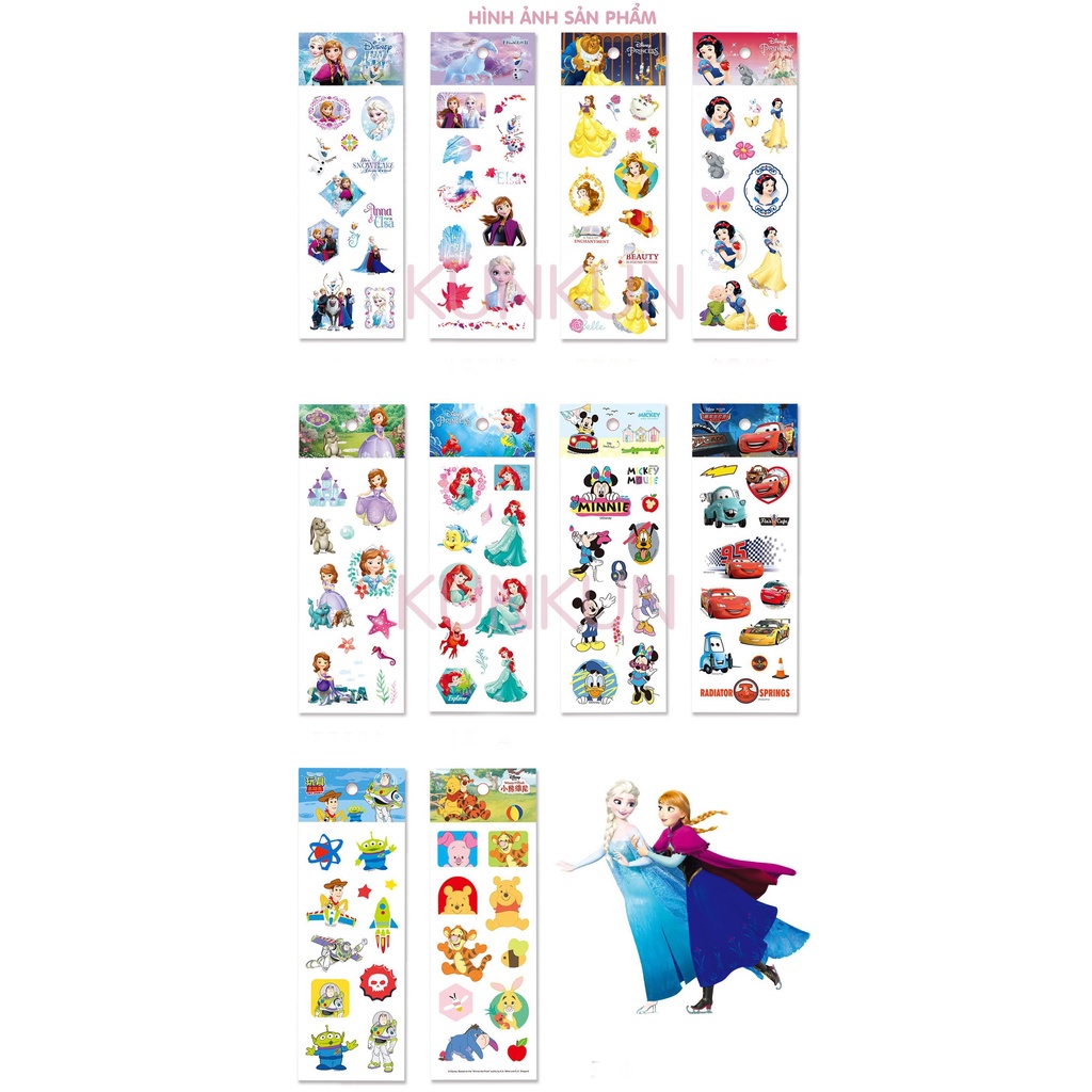 Hình dán sticker nổi 3D công chúa, các nhân vật hoạt hình cute cho bé