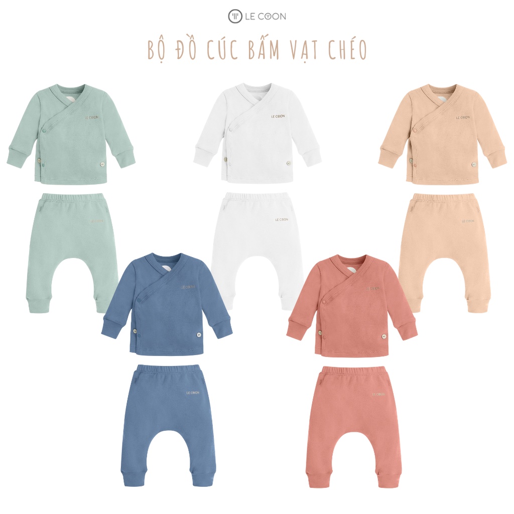 LE COON | Bộ Đồ Cúc Bấm Vạt Chéo | COMFY | 0 tháng -3 tuổi