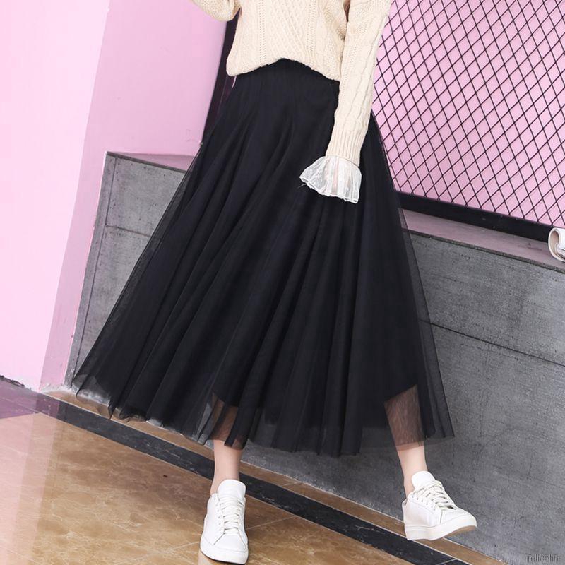 Chân váy vải tuyn lưng cao thời trang cho nữ | BigBuy360 - bigbuy360.vn