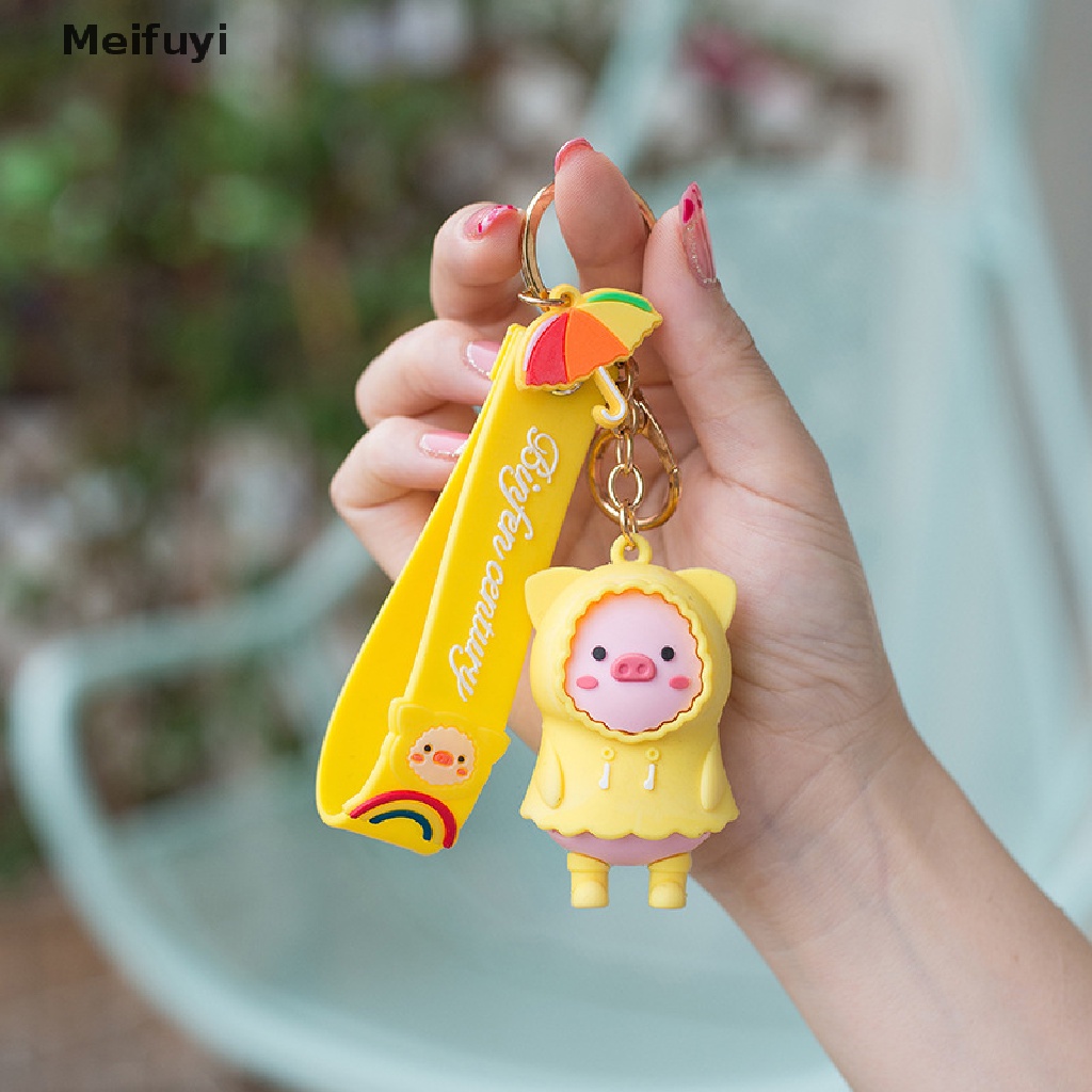 Móc khóa hình chú heo mặc áo mưa bằng kim loại dễ thương VN439