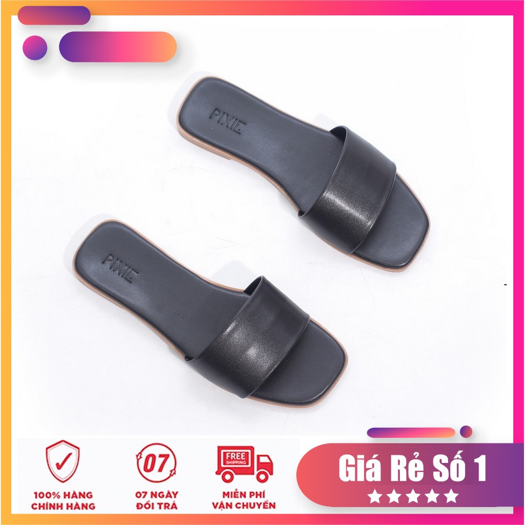 Dép Nữ Mũi Vuông Bản Ngang Pixie X447