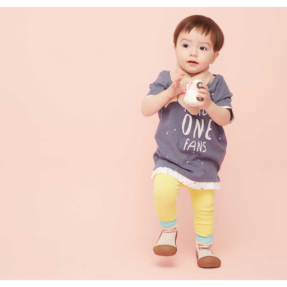 Giày tập đi Attipas Tie - Brown AT005 - cho bé trai /bé gái từ 3 - 24 tháng nhập Hàn Quốc: đế mềm, êm chân & chống trượt