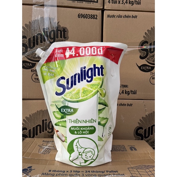 TÚI NƯỚC RỬA CHÉN SUNLIGHT 3,5 Kg - 3,4 Kg