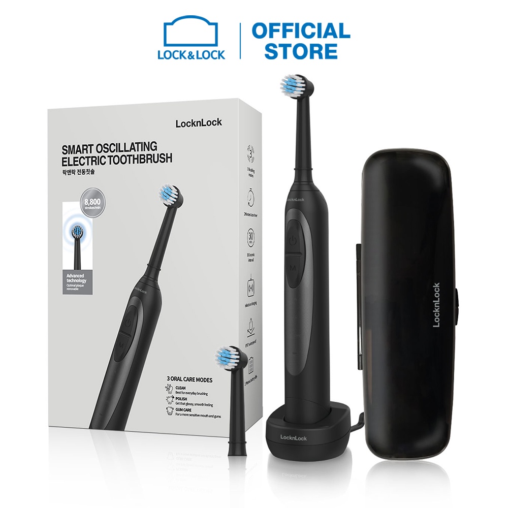 Bàn chải điện Smart oscillating electric toothbrush Lock&lock - Màu đen - ENR626BLK