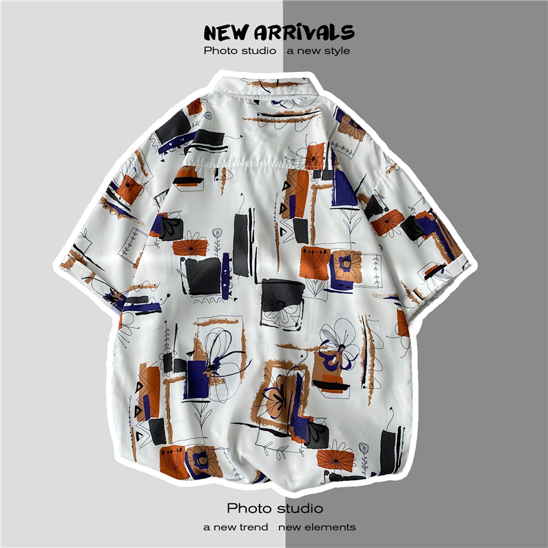 Áo sơ mi nam ngắn tay in họa tiết thời trang size M-3XL 2 màu tùy chọn