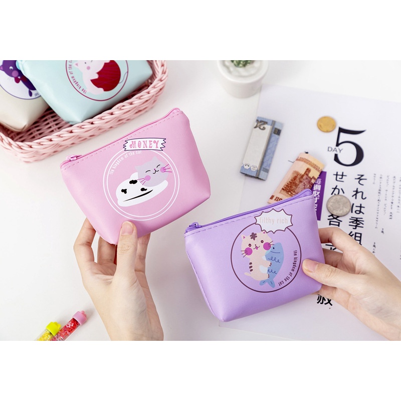 Hoạt Hình Ví Da pu Đựng Tiền Xu Hình Mèo Con Xinh Xắn