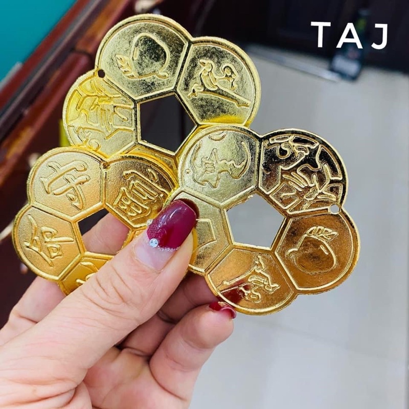 Đồng xu Hoa Mai phong thủy may mắn, đồng xu hoa mai phát lộc phát tài