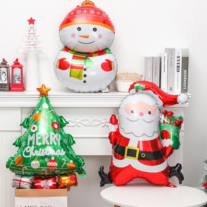 Bong Bóng Lá Nhôm Hình Ông Già Noel / Người Tuyết Hoạt Hình Cỡ Lớn Trang Trí Tiệc Giáng Sinh