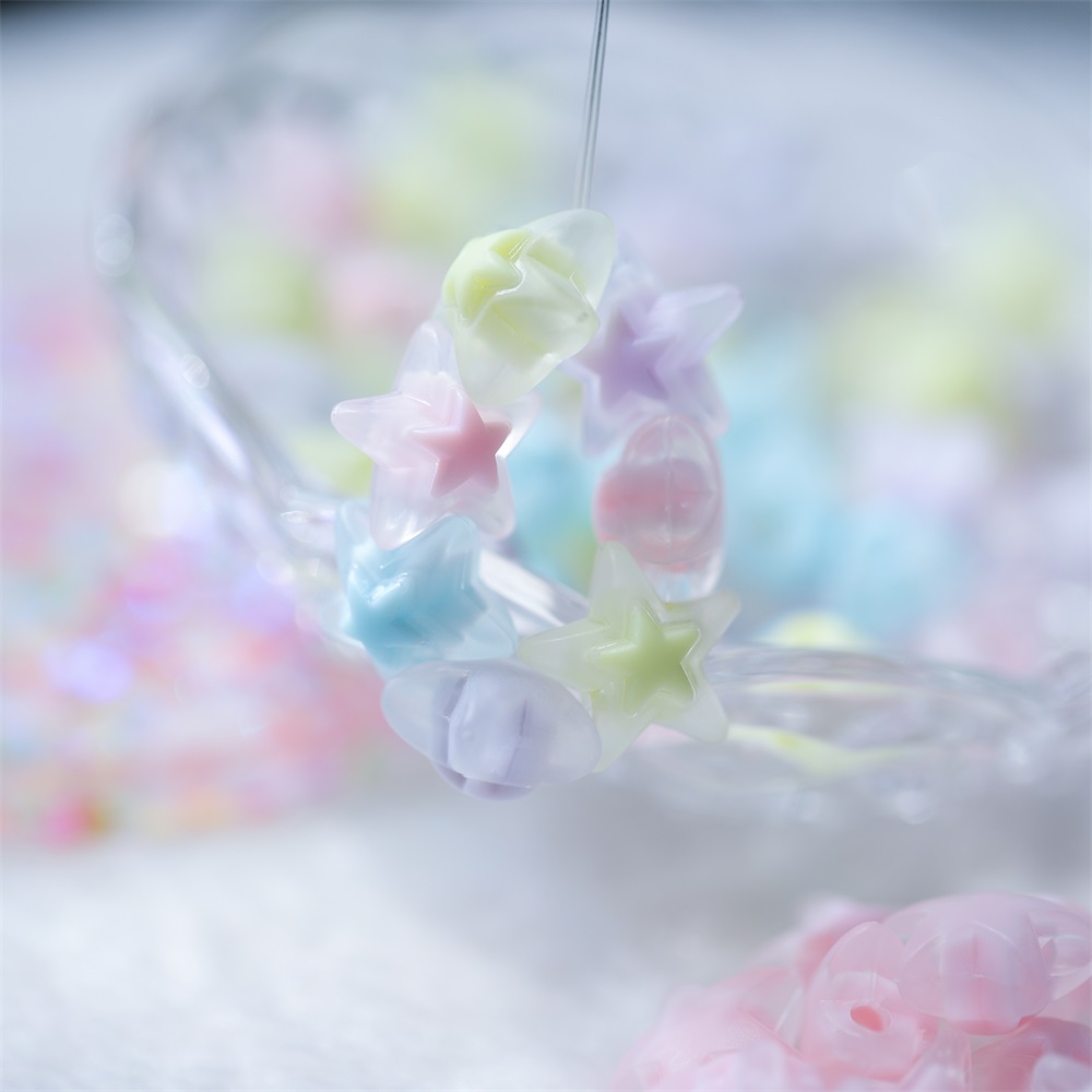 Set 20 hạt xỏ làm đồ trang sức thời trang hình ngôi sao/trái tim bằng nhựa acrylic