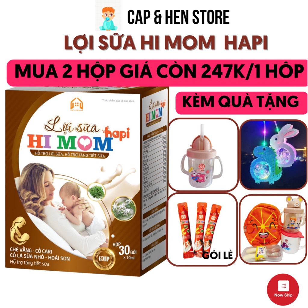 HI MOM Lợi Sữa HaPi -Giúp Gọi Sữa Về,Mát Sữa ,Thông Tắc Tuyến Sữa,Có Chè Vằng,Cỏ Sữa tốt Cho Mẹ Sau Sinh Đang Cho Bé Ti