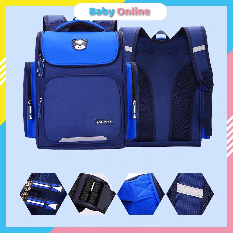 Balo đi học cho bé trai bé gái tiểu học balo chống gù chống thấm nước vải dù hình gấu