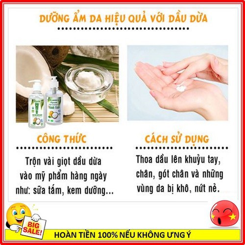 Dầu Dừa VIETCOCO Tinh Khiết Ép Lạnh Nguyên Chất 100% Organic Dùng Làm Đẹp, Dưỡng Da, Tóc,Tẩy Trang, Massage, Ngừa Rạn Da