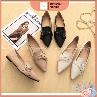 PAMELA - Giày Bệt Búp Bê Nữ Mũi Nhọn Nơ Chéo Công Sở Thanh Lịch 2022 - B01